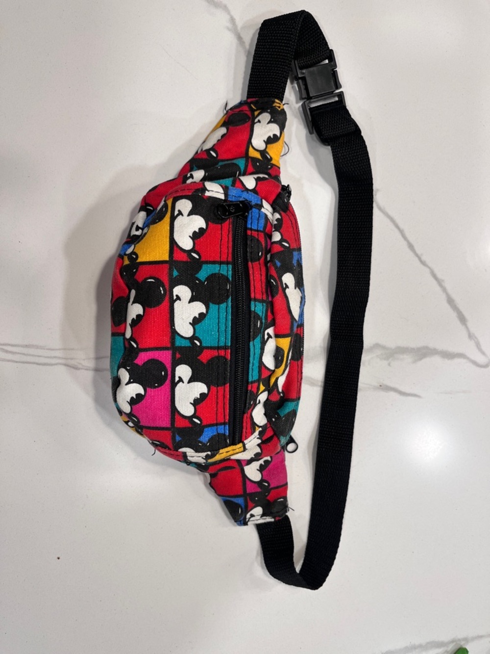 Vintage Colorblock Mickey Print Fanny Pack - Multicolor